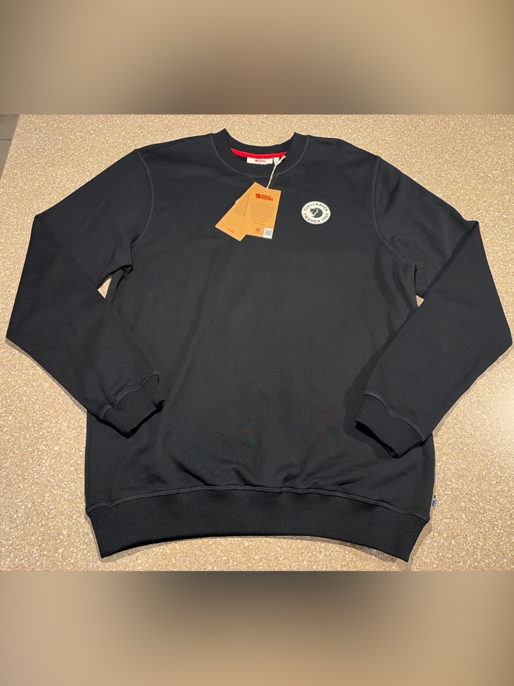 NWT Fjallraven Vardag 1960 Logo Badge Pullover Sweater Black Men’s Medium M $100